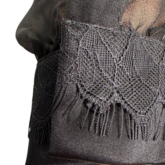 GUESS for MARCIANO Black Silk Satin & Lace Dress, Bewitching, Alluring, Large - Picture 9 of 14